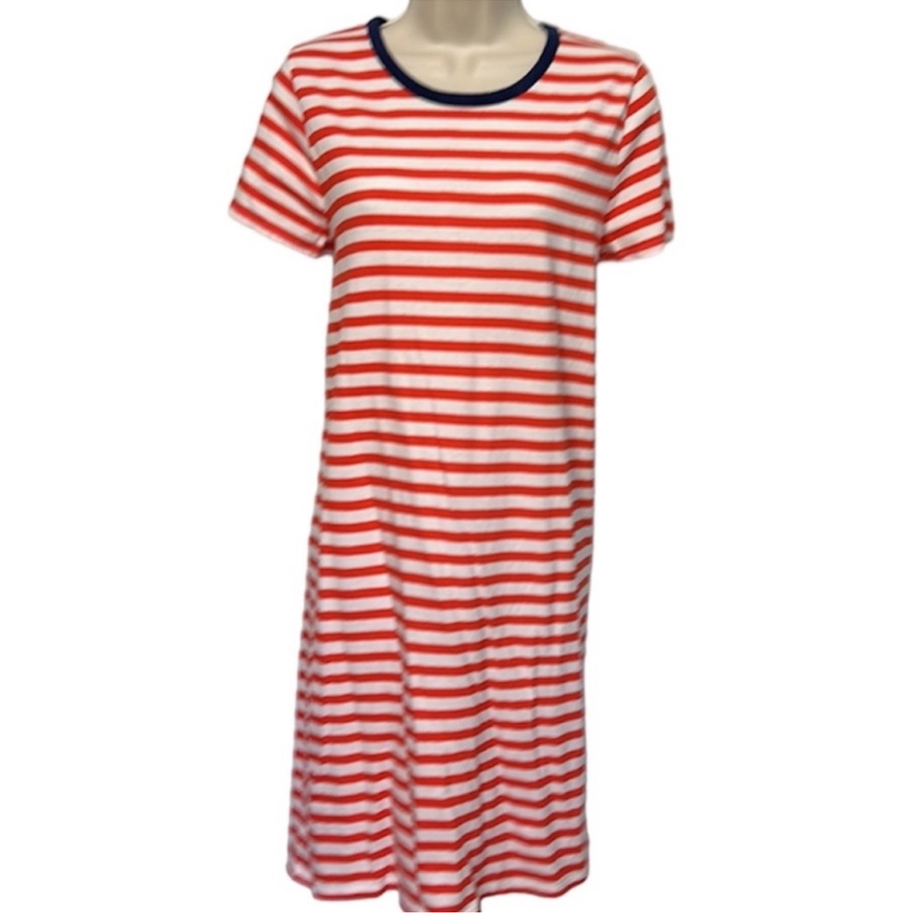 J. Crew Red & White Striped Tee Shirt Dress - Picture 3 of 6